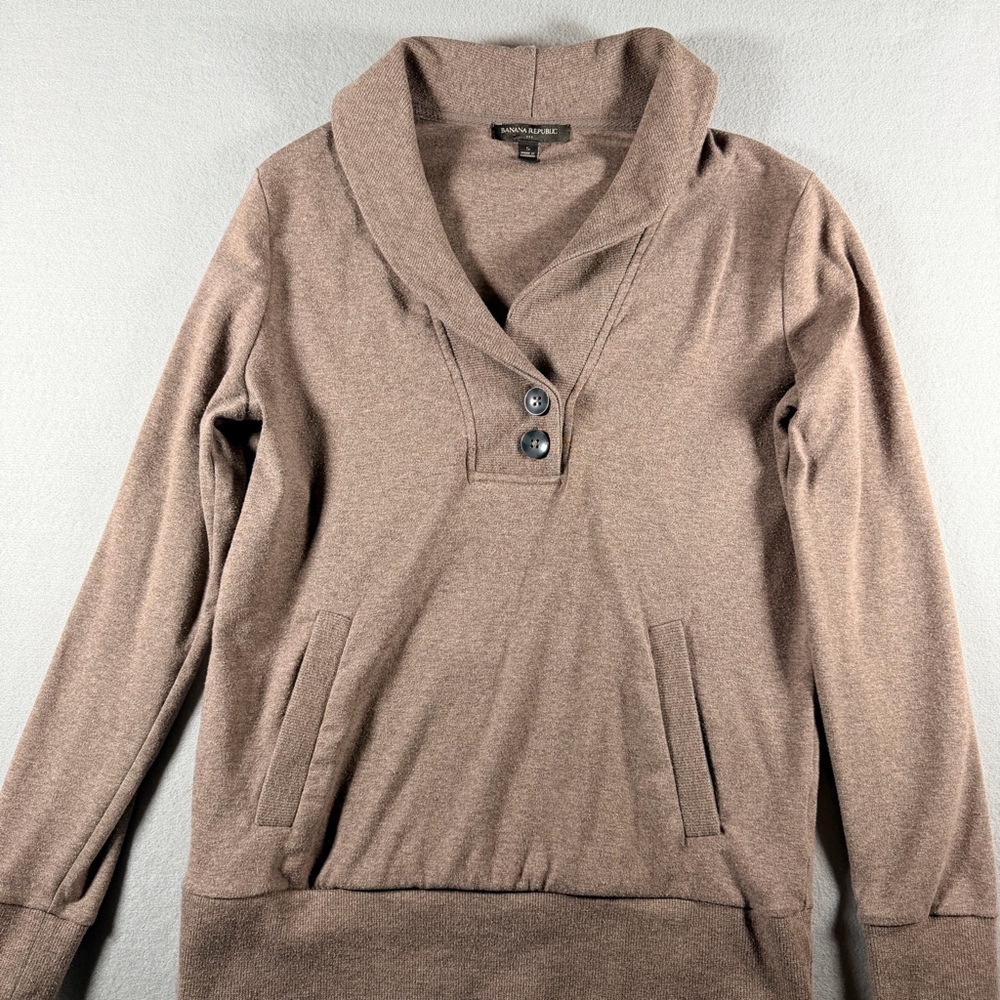 Banana Republic Women’s Shawl Collar Sweater Small Brown Pullover Buttoned